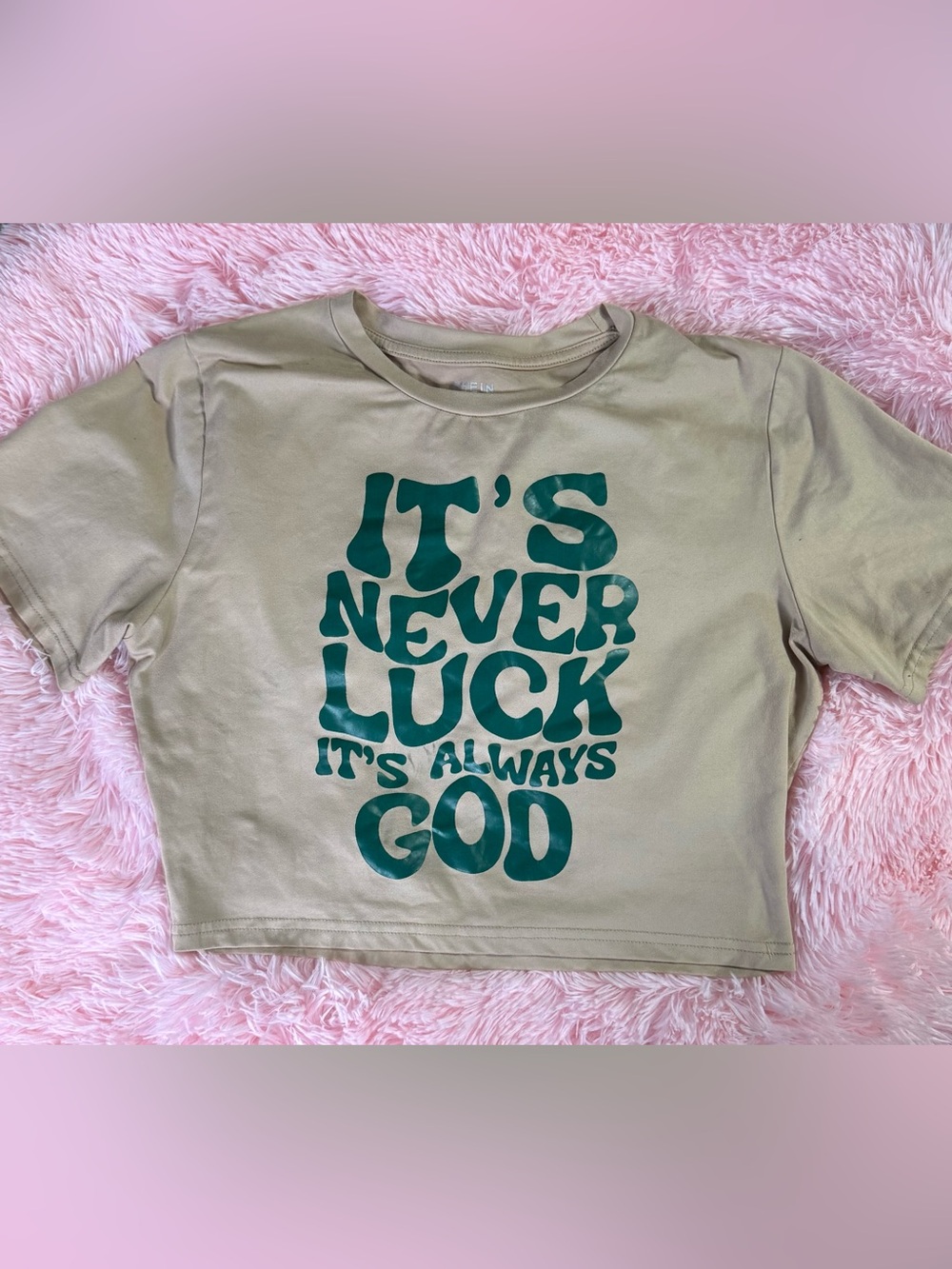 Graphic Crop Tee - "It's Never Luck"